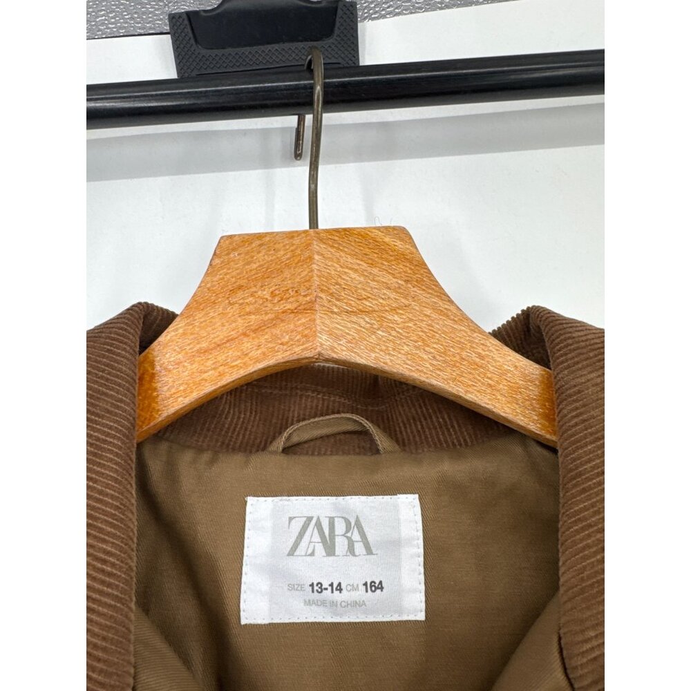 Zara Kids Brown Jacket Size 13-14 Pockets chore barn coat water proof - Picture 2 of 3